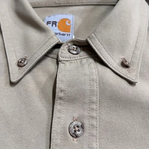 Carhartt Flame Resistant FR MasTec Work Shirt Long Sleeve Tan‎ Mens - Picture 5 of 16